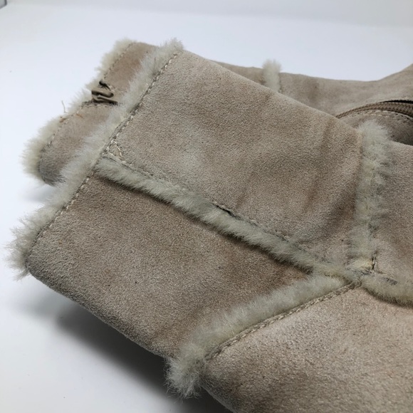 Nine West Suede Faux Fur Trim Cream Boots Size 8 - Picture 3 of 8